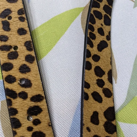J. Crew Calf Hair Leather Belt, Brass Buckle, Animal Print, Sz Med, Unisex, NWOT - Picture 7 of 9